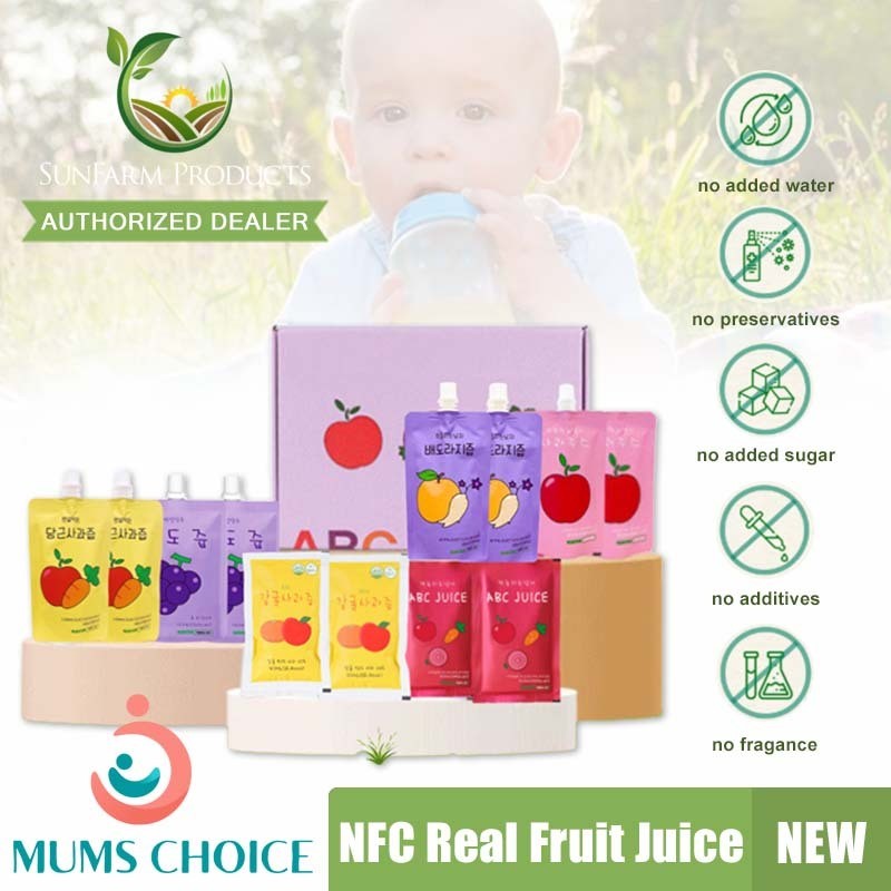 Sun Farm - Korea 100% NFC Real Fruit Juice | No Added Sugar | Natural Sweetness From Fruits | For 8M+ (30 pack 1 crtn)