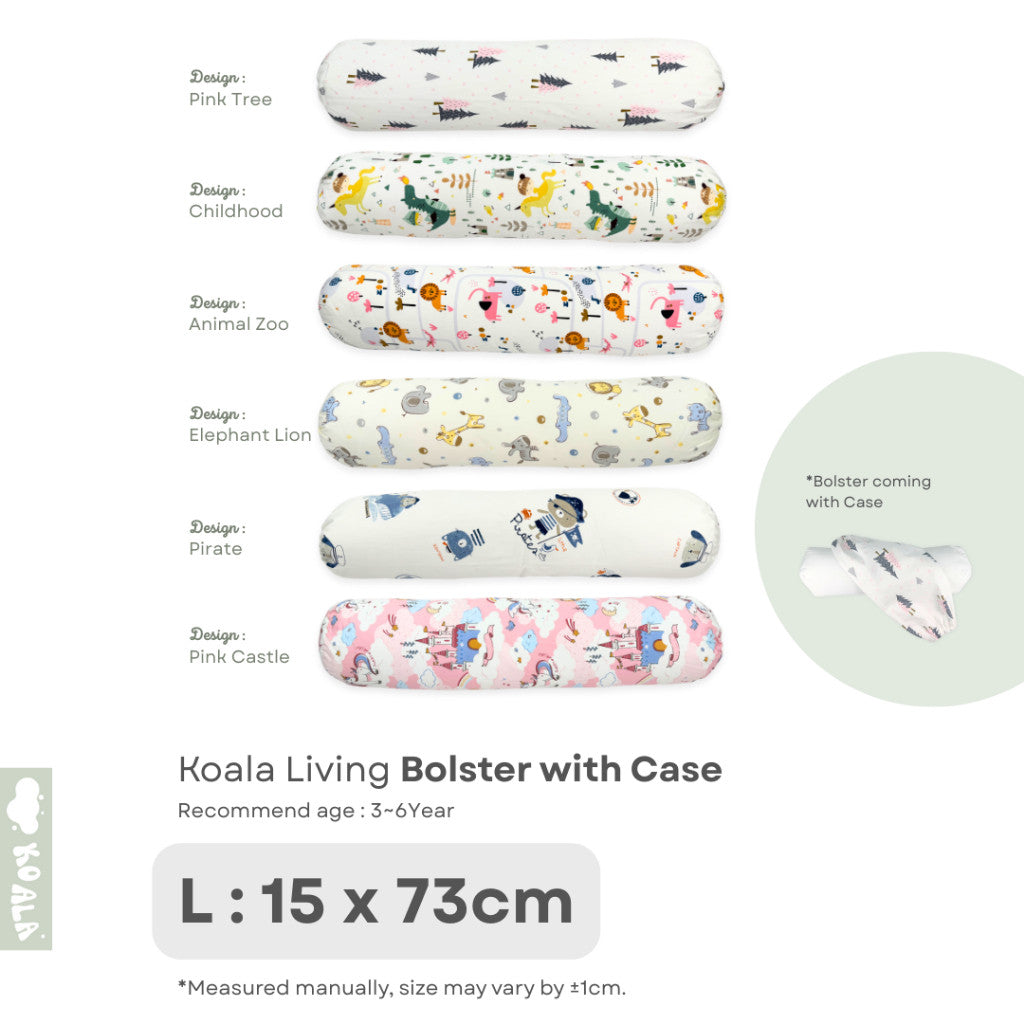 Koala Living 100% Pure Combed  Cotton Toddler Bolster With replacement Cover