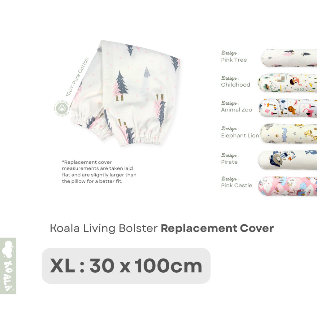 Koala Living 100% Pure Combed  Cotton Toddler Bolster With replacement Cover