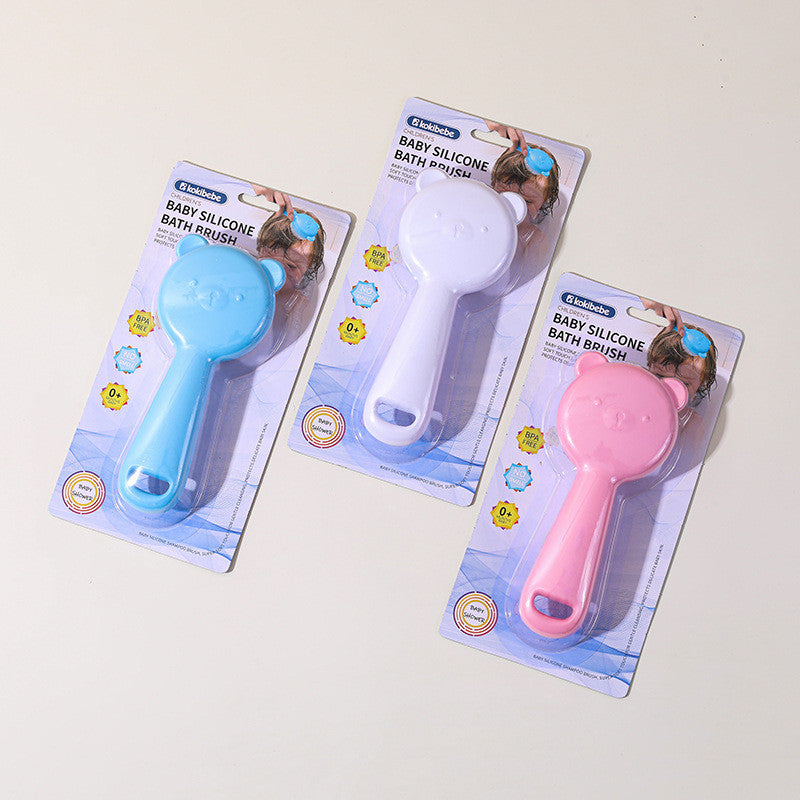 Kokibebe Baby Silicone Bath Brush / Cartoon Silicone Baby Shampoo Brush / Scalp Cleansing & Anti-Itch Hair Washing Comb