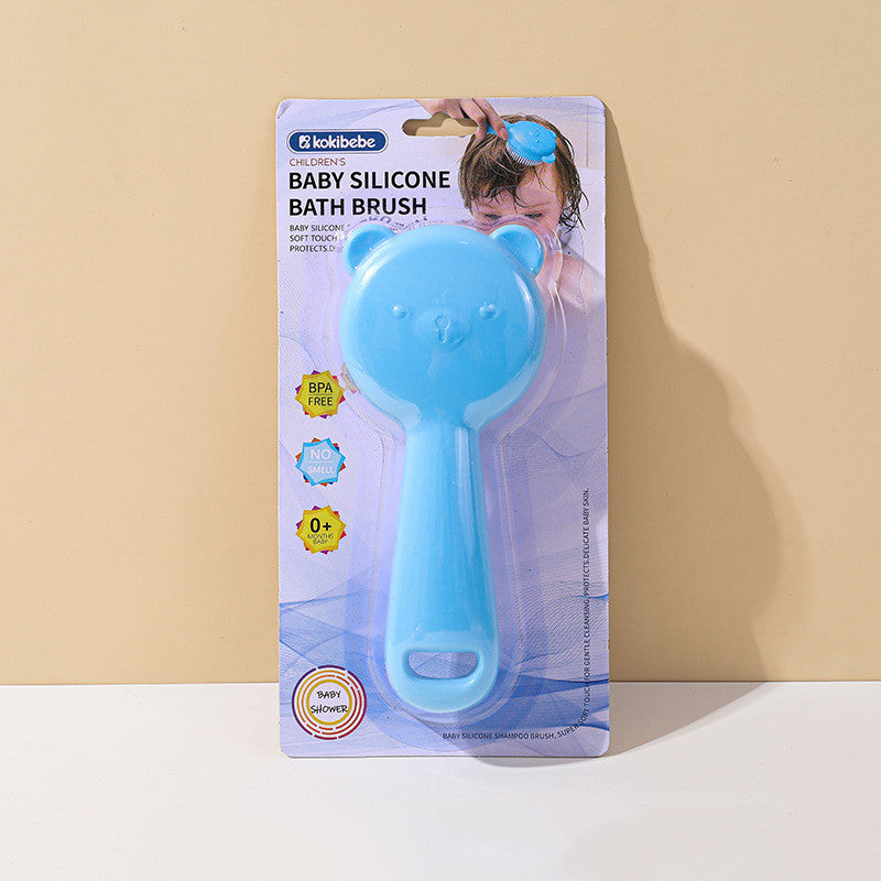Kokibebe Baby Silicone Bath Brush / Cartoon Silicone Baby Shampoo Brush / Scalp Cleansing & Anti-Itch Hair Washing Comb