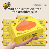 Mums Choice HK Rubber Duck Wet Wipes Tissue —EDl Purified Water& Protect Skin&Extra Large & Thick(60 pcs)