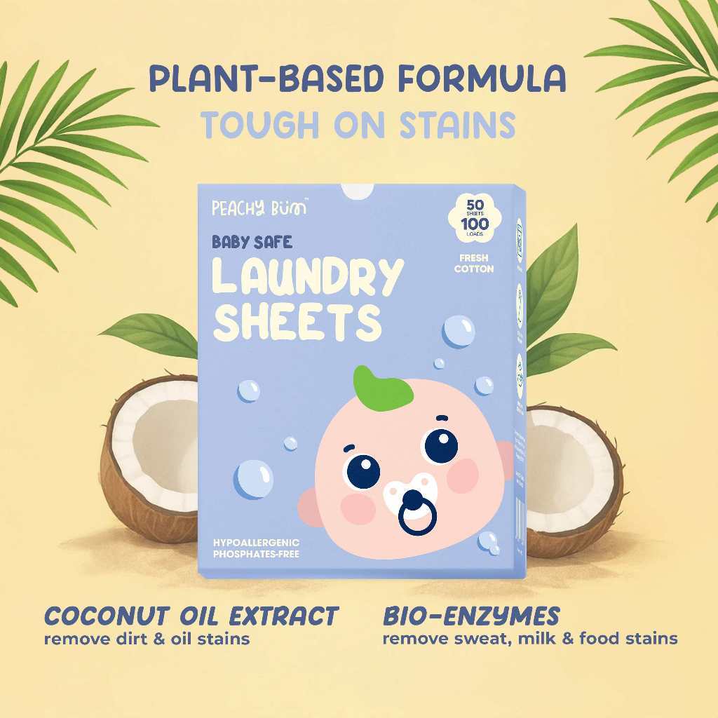 Peachy Bum Baby Safe Laundry Sheets for Travel  [Safe for Sensitive Skin & Phosphate-Free]