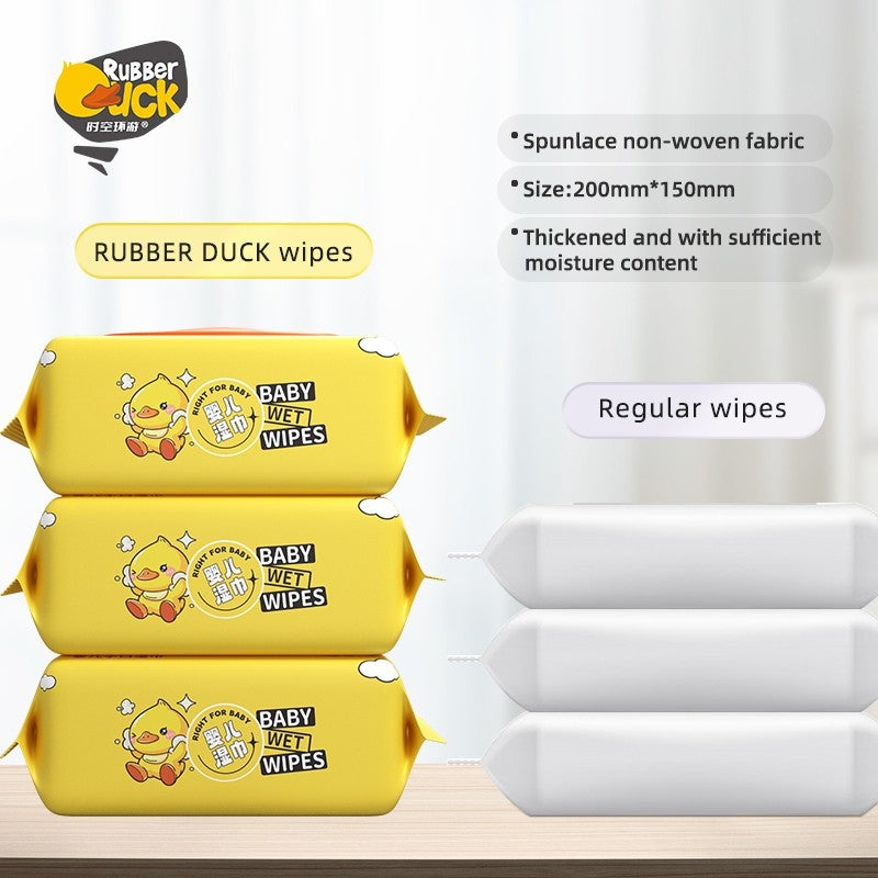 Mums Choice HK Rubber Duck Wet Wipes Tissue —EDl Purified Water& Protect Skin&Extra Large & Thick(60 pcs)