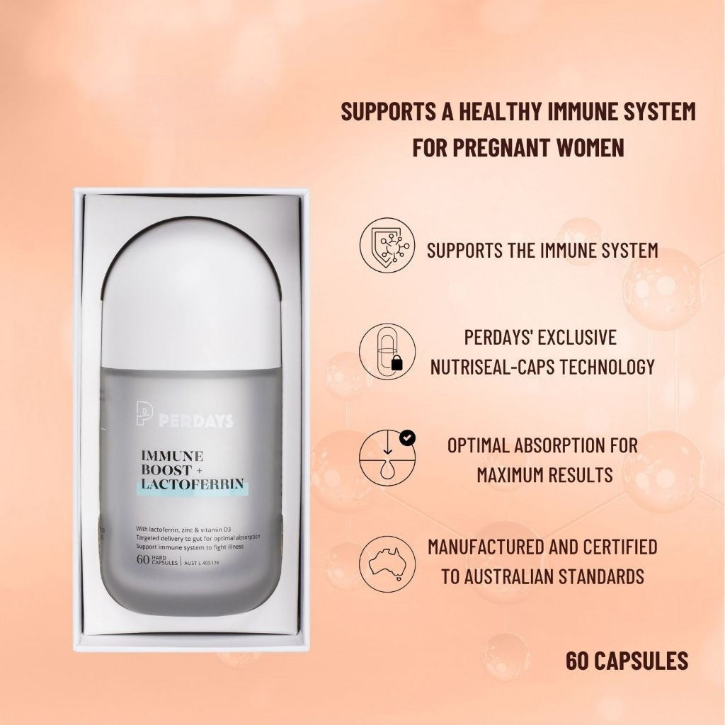 PERDAYS Immune Boost & Lactoferrin – Immunity Support for Pregnant & Breastfeeding Women - 60 Caps