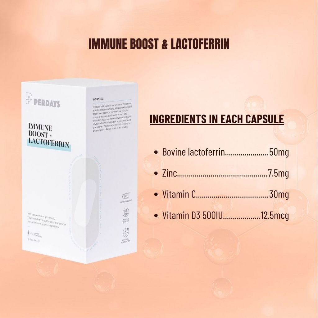 PERDAYS Immune Boost & Lactoferrin – Immunity Support for Pregnant & Breastfeeding Women - 60 Caps