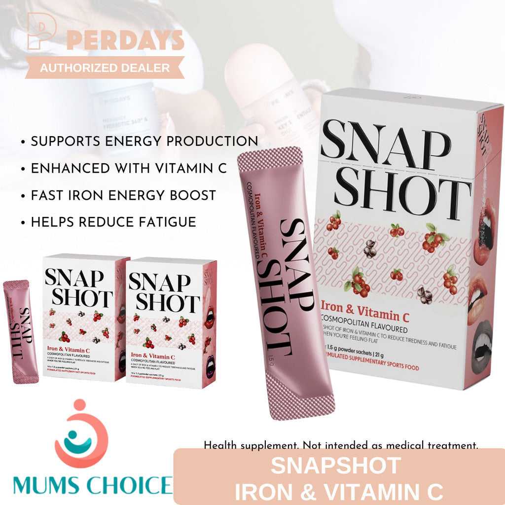 PERDAYS SNAP SHOT Iron & Vitamin C - Energy, Immunity & Fatigue Support - 20 Sachets