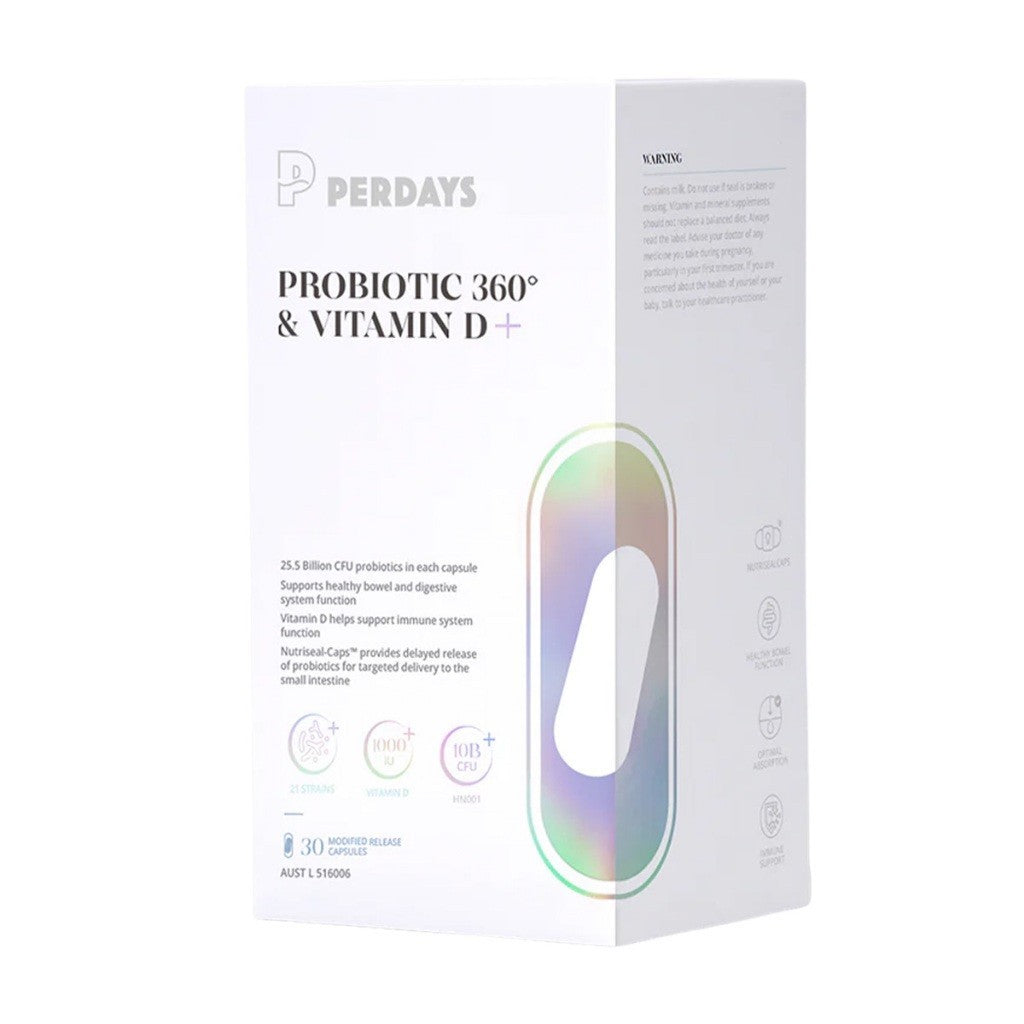 PERDAYS Probiotic 360 & Vitamin D Plus - 30 Capsules