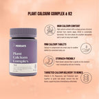 PERDAYS Plant Calcium Complex + K2 - Non-Constipating Calcium for Pregnancy & Bone Health - 60 Tabs