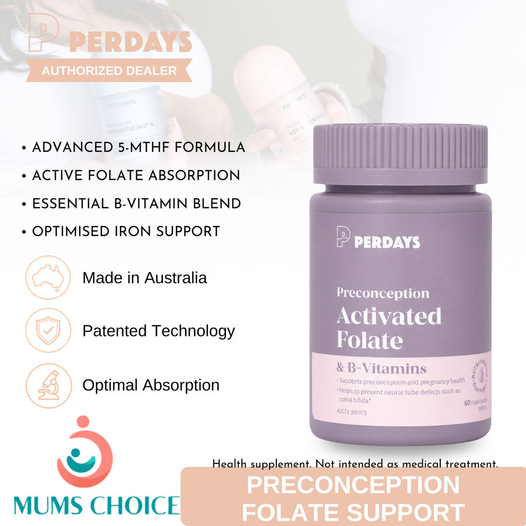 PERDAYS Activated Folate – Folate & B-Vitamins Support for Preconception & Pregnancy - 60 Tabs