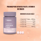 PERDAYS Activated Folate – Folate & B-Vitamins Support for Preconception & Pregnancy - 60 Tabs