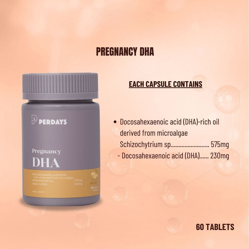 PERDAYS Pregnancy DHA  - Sn2 DHA - Brain & Eye Development Support - 60 Capsules
