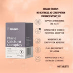 PERDAYS Plant Calcium Complex + K2 - Non-Constipating Calcium for Pregnancy & Bone Health - 60 Tabs