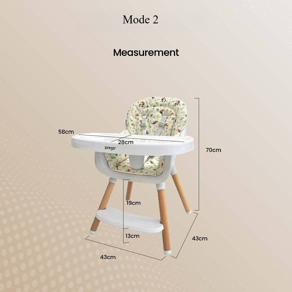 Prego Baby Angsana Beechwood High Chair Feeding