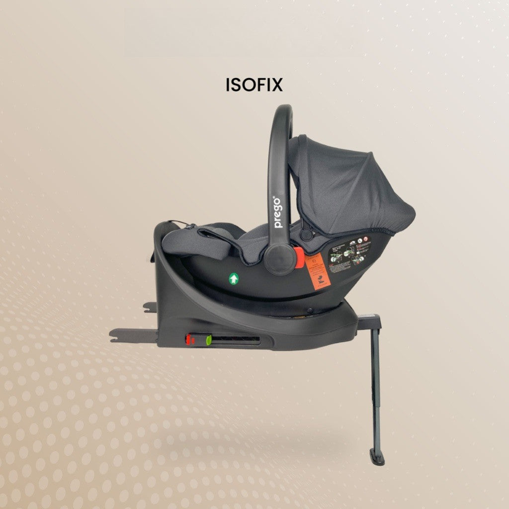 Prego Baby Airmax Pro i-Size Baby Car Seat + ISOFIX Base | 40–85cm (0–13kg) for Newborn Infant Carrier ECE R129