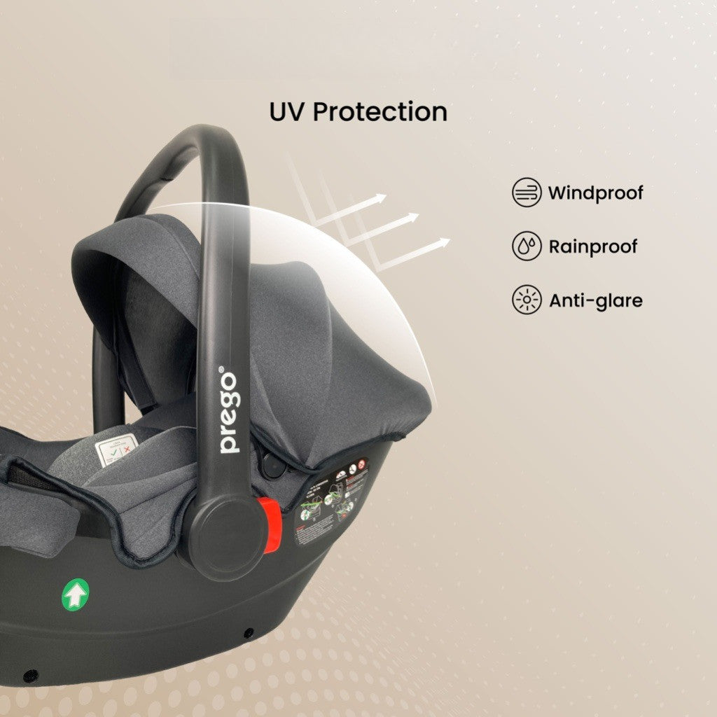 Prego Baby Airmax Pro i-Size Baby Car Seat + ISOFIX Base | 40–85cm (0–13kg) for Newborn Infant Carrier ECE R129