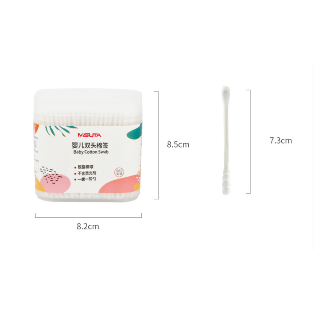 MISUTA 2 in 1 tips Baby Cotton Swabs Organic Cotton Bud(400pcs / Contains =800 Tips )