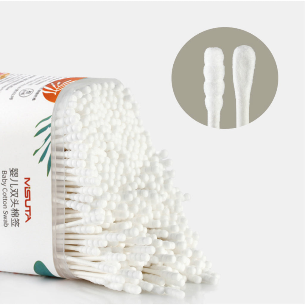 MISUTA 2 in 1 tips Baby Cotton Swabs Organic Cotton Bud(400pcs / Contains =800 Tips )