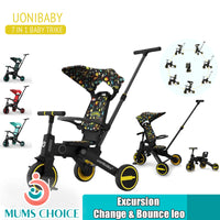 Uonibaby 4 in 1 Baby kids foldable Trike Tricycle