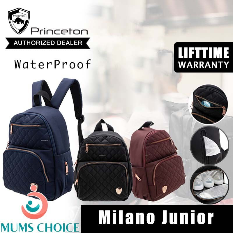 Princeton Milano Junior Series Baby Diaper Bag - Waterproof Navy Blue / Black / Maroon