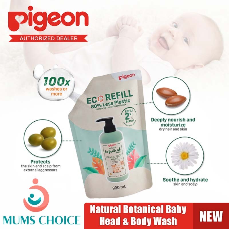 Pigeon Natural Botanical Baby Head & Body Wash Refill 900ML