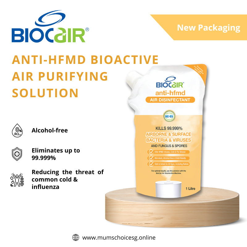 BioCair BioActive Anti-HFMD Air Purifying Solution (4x Pack Per Bundle)