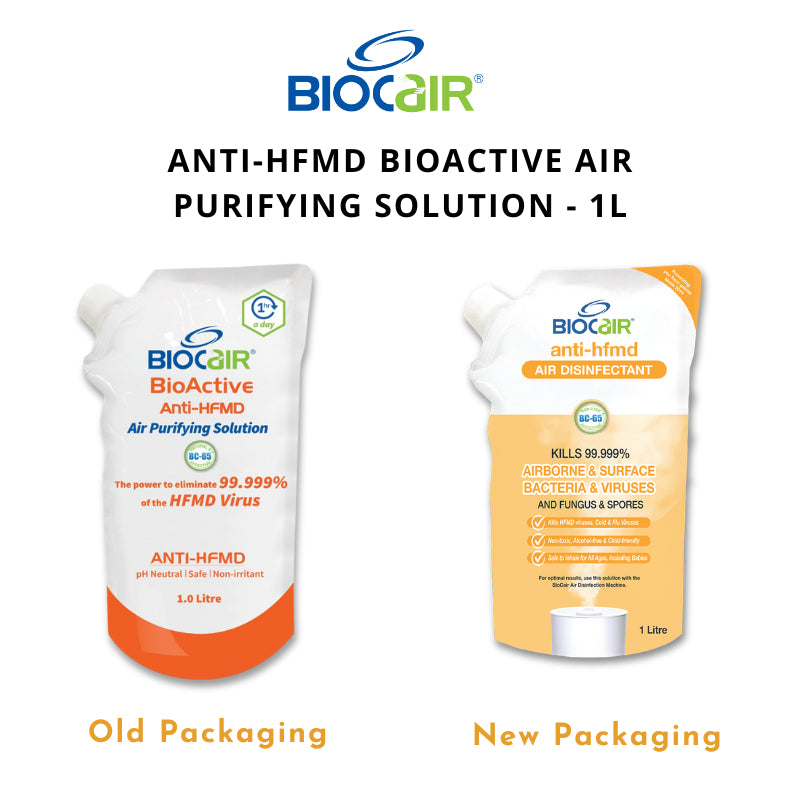 BioCair BioActive Anti-HFMD Air Purifying Solution (4x Pack Per Bundle)