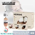 HEORSHE Antibacterial Ultra Wide Neck Silicone Bottle |160ml Twin Pack