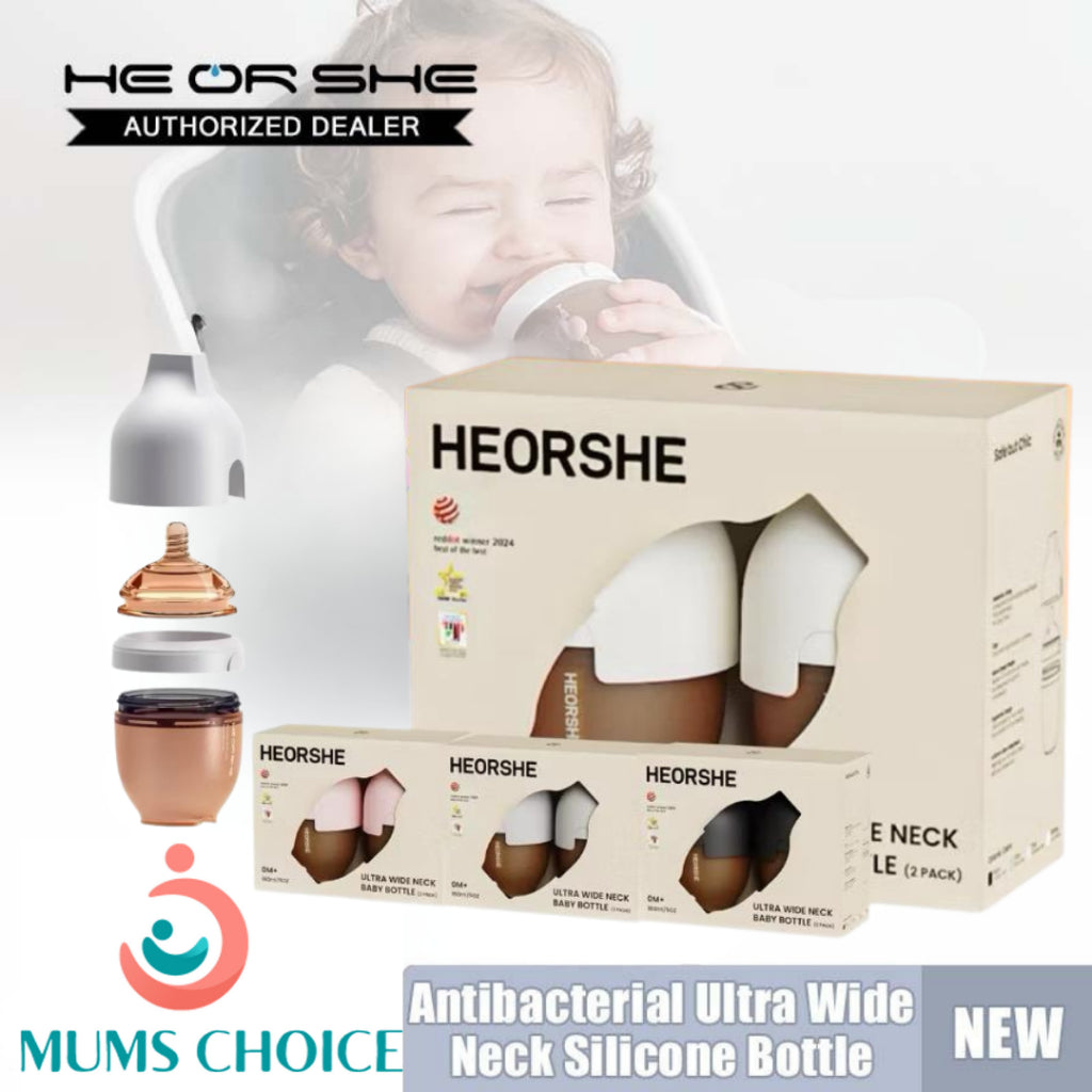 HEORSHE Antibacterial Ultra Wide Neck Silicone Bottle |160ml Twin Pack