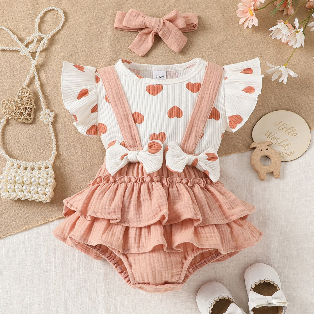 Nemobaby 3Pcs Baby Girl Romper Suit Set With Headband Clothes