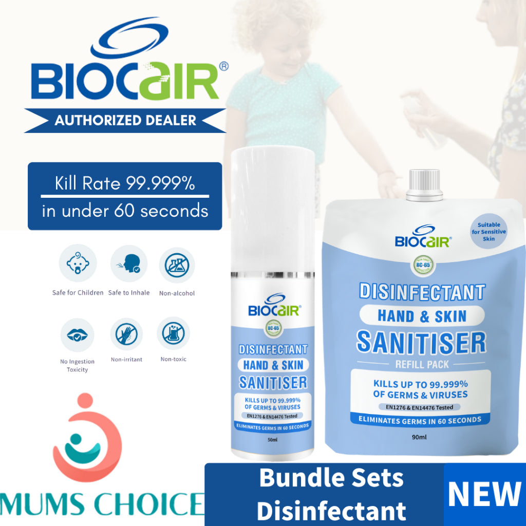 Biocair Disinfectant Hand & Skin Sanitiser Set 50ml Spray Bottle & 90ml Refill