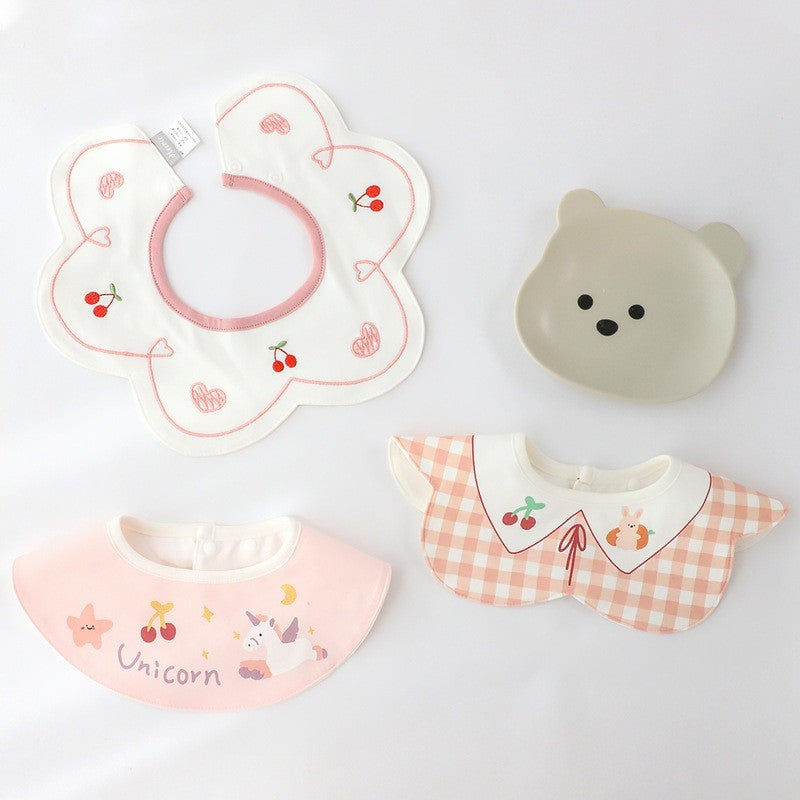 Nemobaby 3 Pcs Lot Baby Cotton Bibs Waterproof Cartoon Embroidery Infant Accessories #Baby clothes