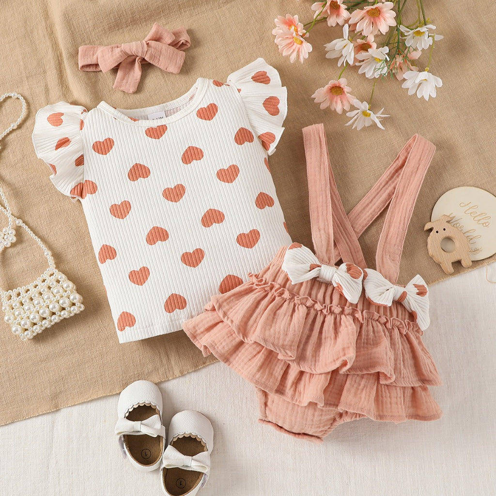 Nemobaby 3Pcs Baby Girl Romper Suit Set With Headband Clothes