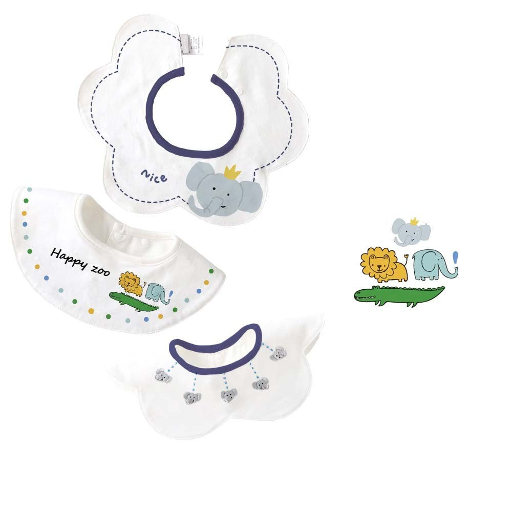 Nemobaby 3 Pcs Lot Baby Cotton Bibs Waterproof Cartoon Embroidery Infant Accessories #Baby clothes