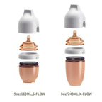 HEORSHE Antibacterial Ultra Wide Neck Silicone Bottle |160ml Twin Pack