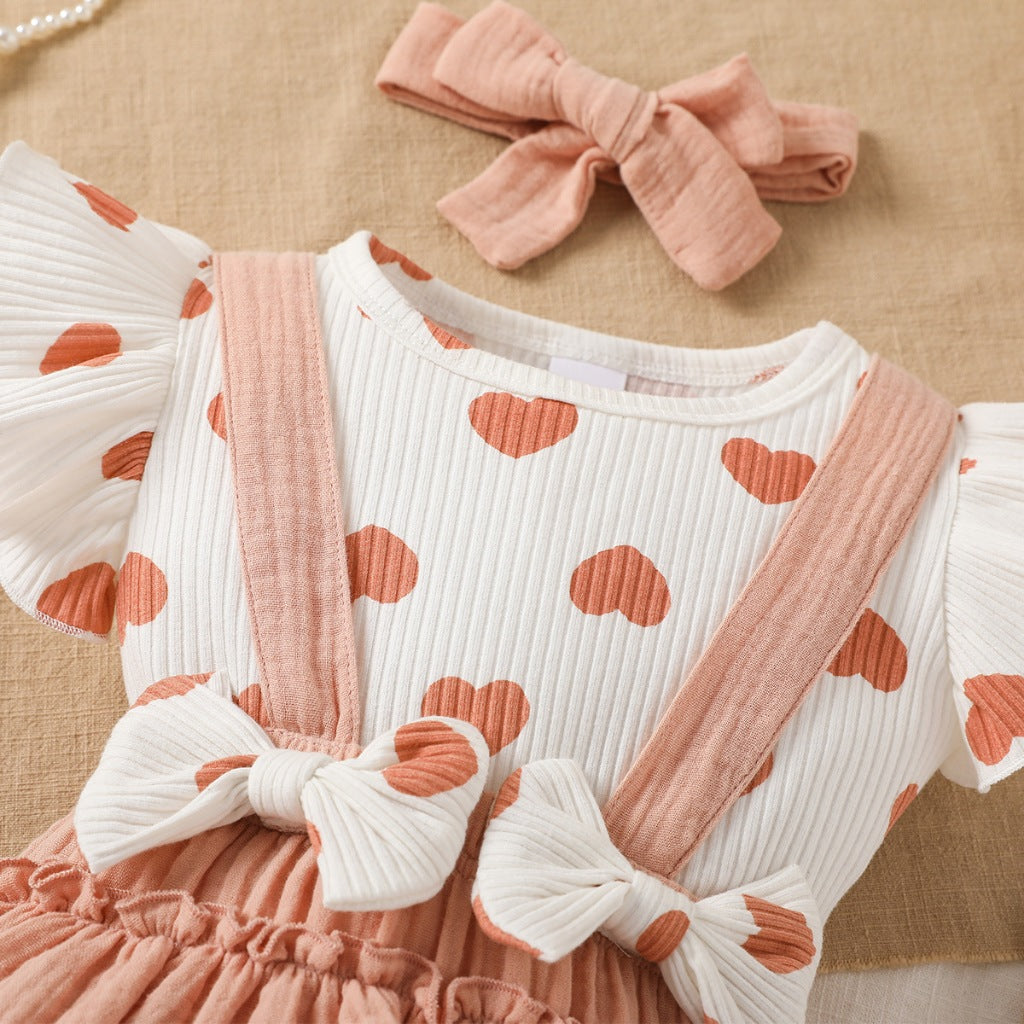 Nemobaby 3Pcs Baby Girl Romper Suit Set With Headband Clothes