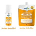 Biocair BioActive Hand & Skin Sanitiser Set for Children, 50ml Spray Bottle & 90ml Refill