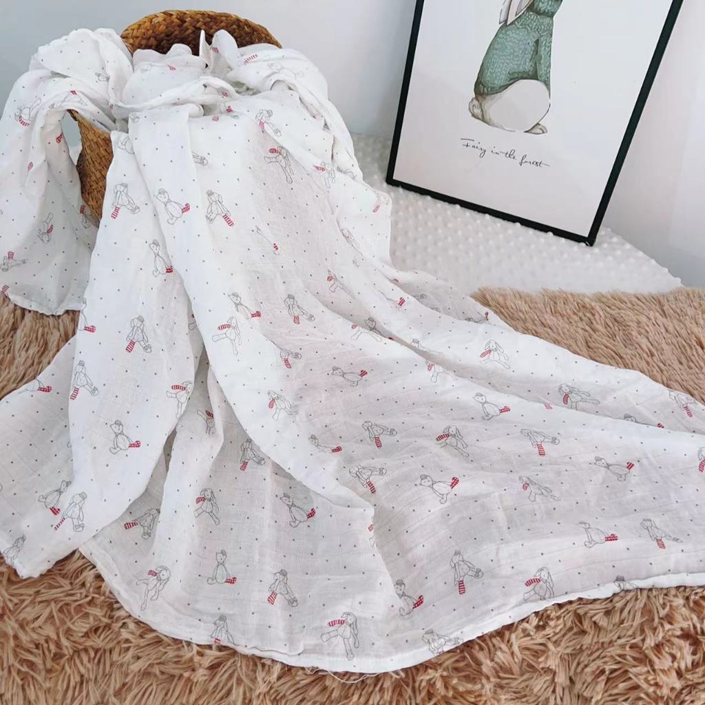 Nemobaby Muslin swaddle blanket  100% Organic Bamboo baby Swaddle  47 x 47’’ (120 x 120cm)