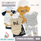 Nemobaby 4 Pieces Set Baby Boy Baby Girl Romper And Pants Clothes #Baby clothes