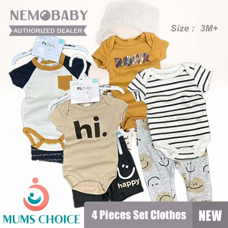 Nemobaby 4 Pieces Set Baby Boy Baby Girl Romper And Pants Clothes #Baby clothes