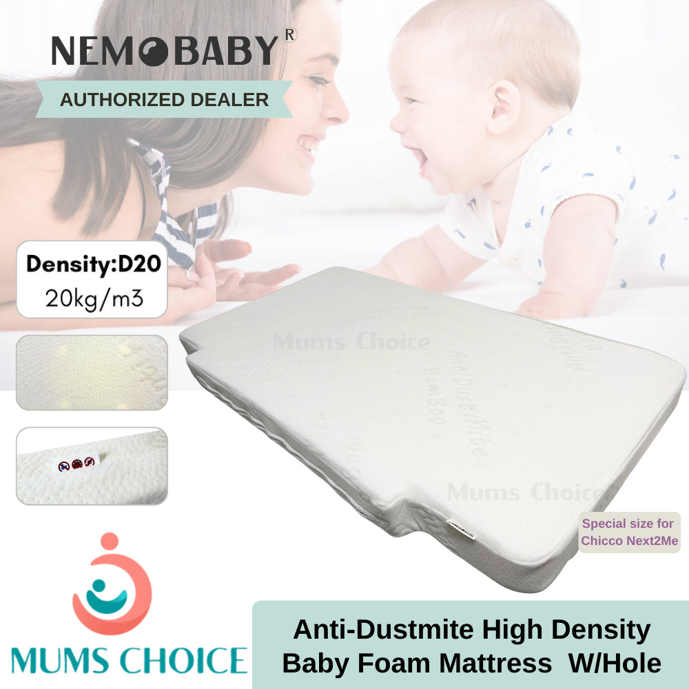 Nemobaby Anti Dust Mite High Density Foam Mattress With Holes Suitable for Chicco Next2me model