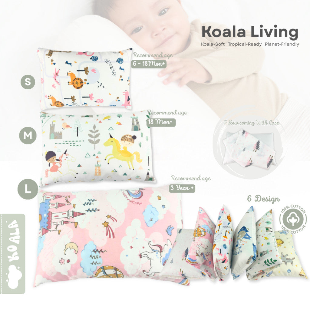 Koala Living 100% Pure Combed Cotton Children Pillow With replacement Cover