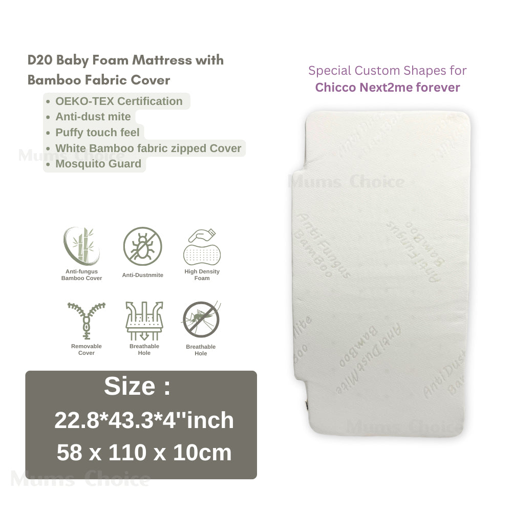 Nemobaby Anti Dust Mite High Density Foam Mattress With Holes Suitable for Chicco Next2me model