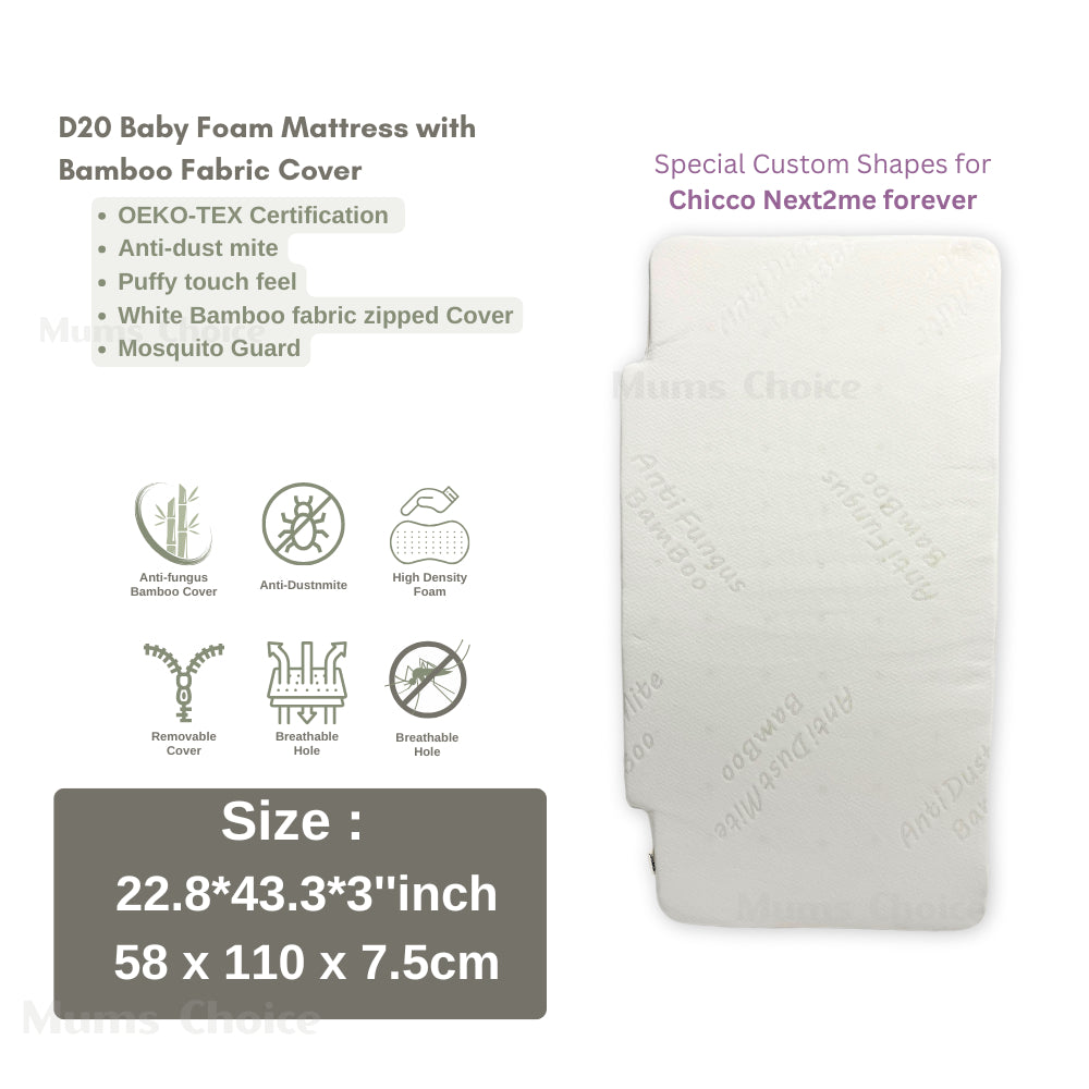 Nemobaby Anti Dust Mite High Density Foam Mattress With Holes Suitable for Chicco Next2me model