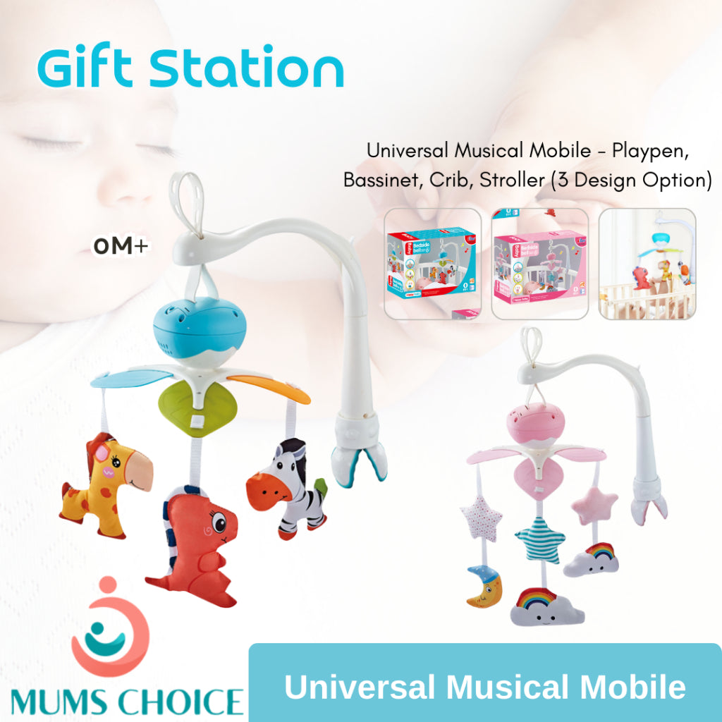 Gift Station Universal Musical Mobile - Playpen, Bassinet, Crib, Stroller (3 Design Option)
