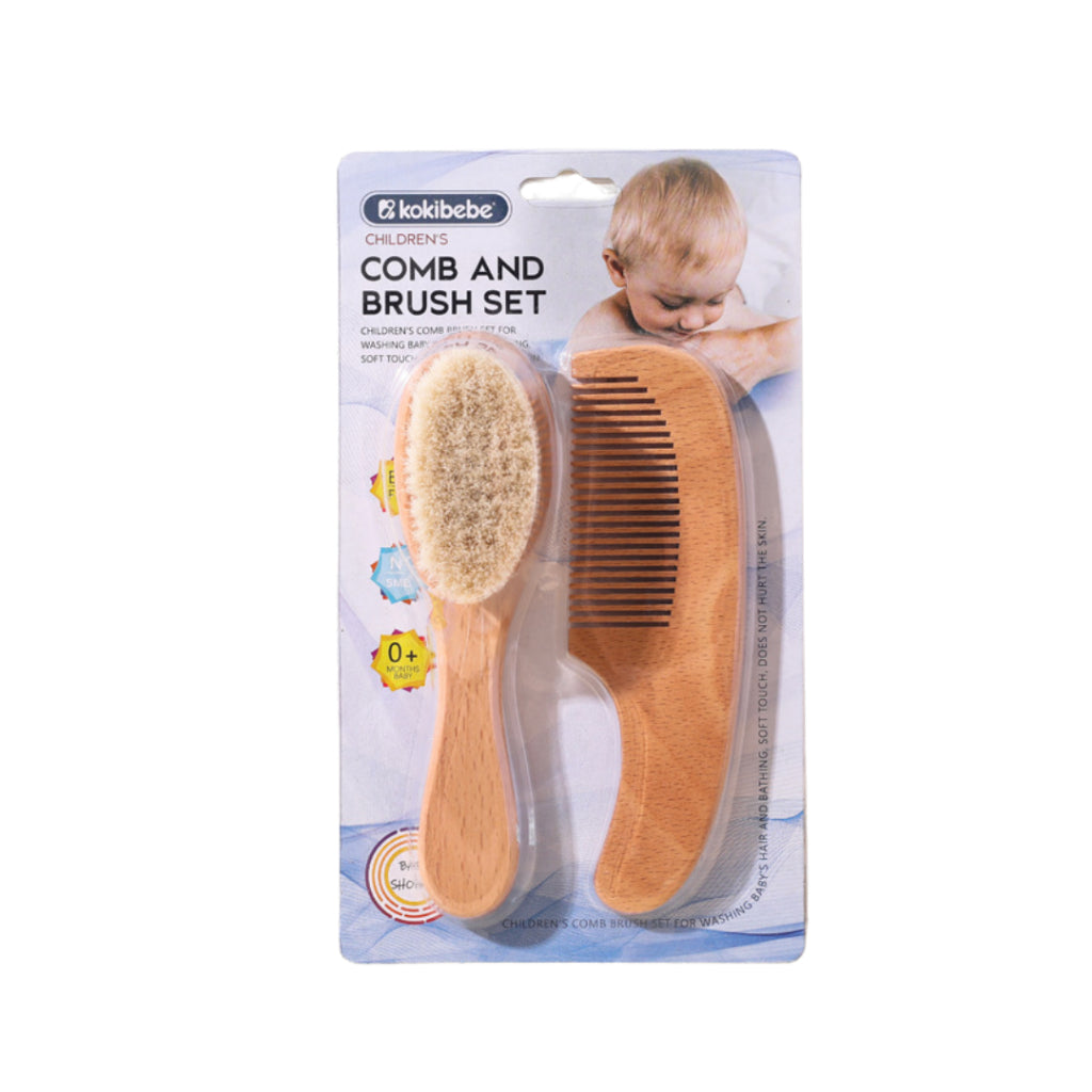 Kokibebe Wooden Baby Brush & Comb Set