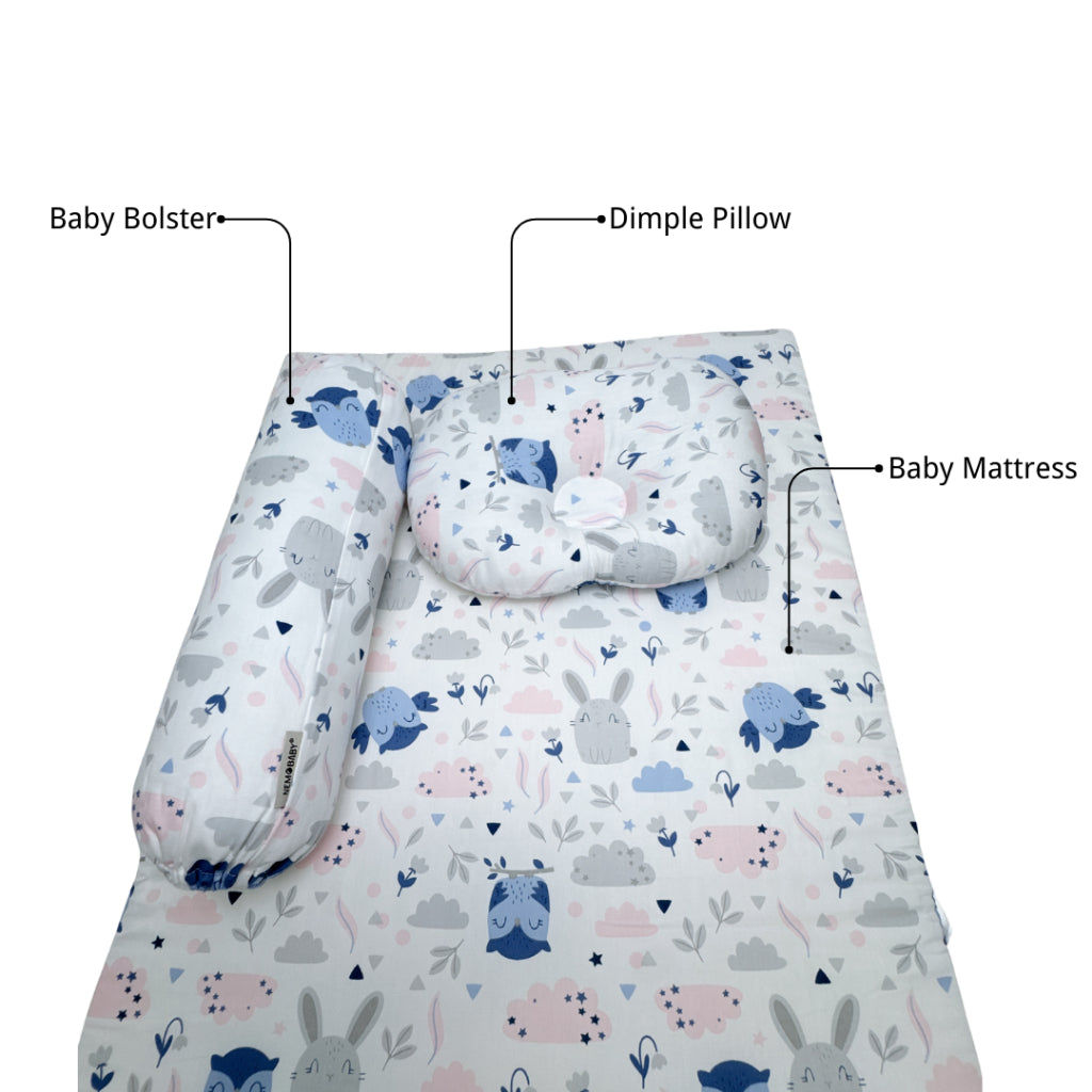 Nemobaby 100% Premium Cotton 3 in 1  Baby Travel Mattress Set
