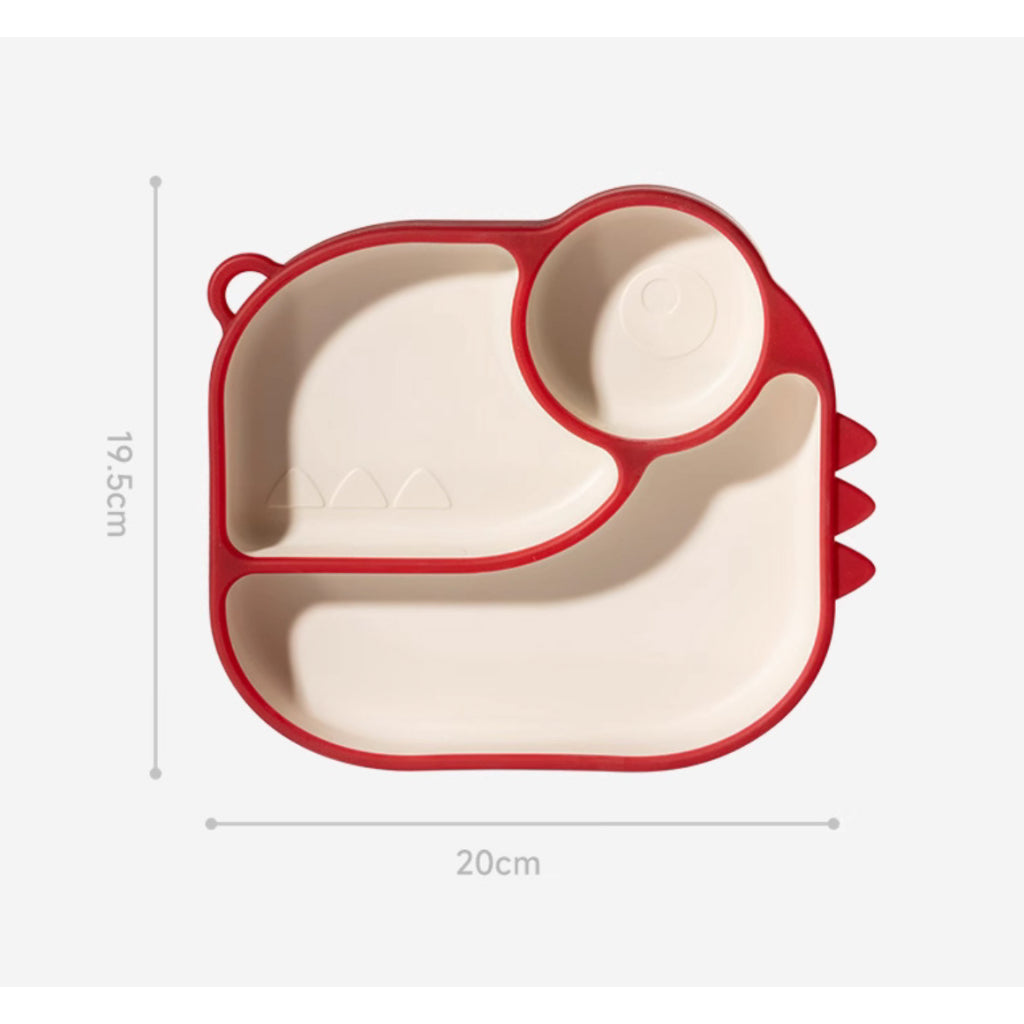 Misuta Baby Silicone Dinosaur Divided Suction Plate (3 Colours)