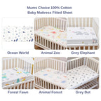 Mums Choice 100% Cotton baby cot fitted sheet crib mattress cover