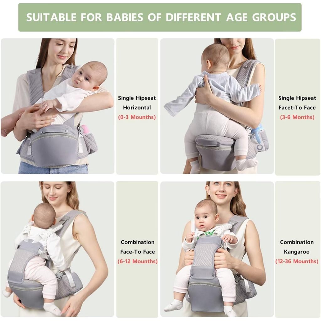 Nemobaby Baby Carrier with Hip Seat Lumbar Support & Adjustable Strap